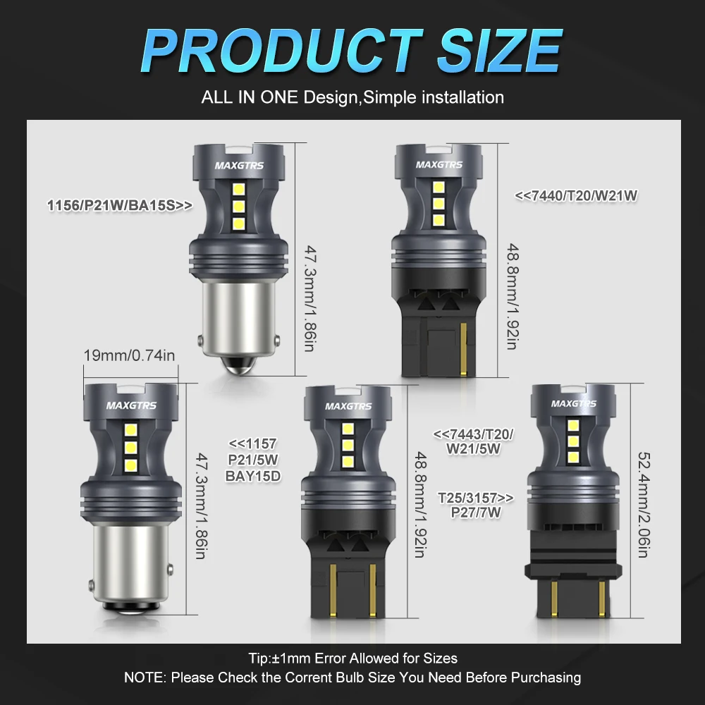2x P21W BA15S LED Canbus 1156 BAY15D 1157 P21/5W LED Bulbs T20 W21W Car Lights 6500K White Red Brake Lights Reverse Lamp DRL
