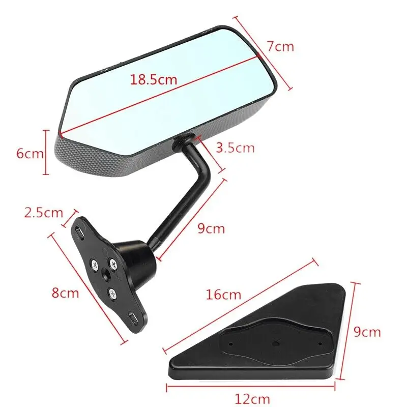 2PCS F1 Style Car Side Wide Angle Wing Rearview Mirrors For Rav4 Mazda3 RX7 Sxe10 Fit G35 City Universal Fitment Side Mirror