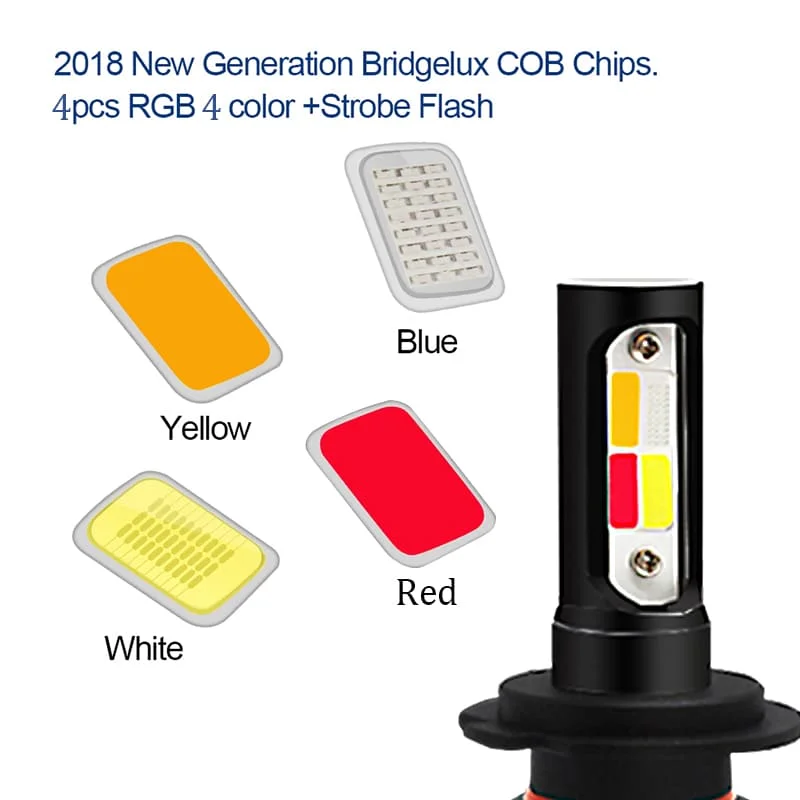 4Colors Strobe 60W Bulb Car Headlight H4 H7 LED Car Headlight Lamp Car Flashing Fog Light H8 H9 H11 9005 9006 LED Foglight Bulb