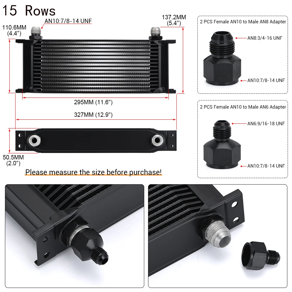 AN10 Aluminum Radiator 7/10/13/16/19/25/30 Rows British Type Car Engine Oil Cooler Cooling Radiator Replacement Universal Cooler