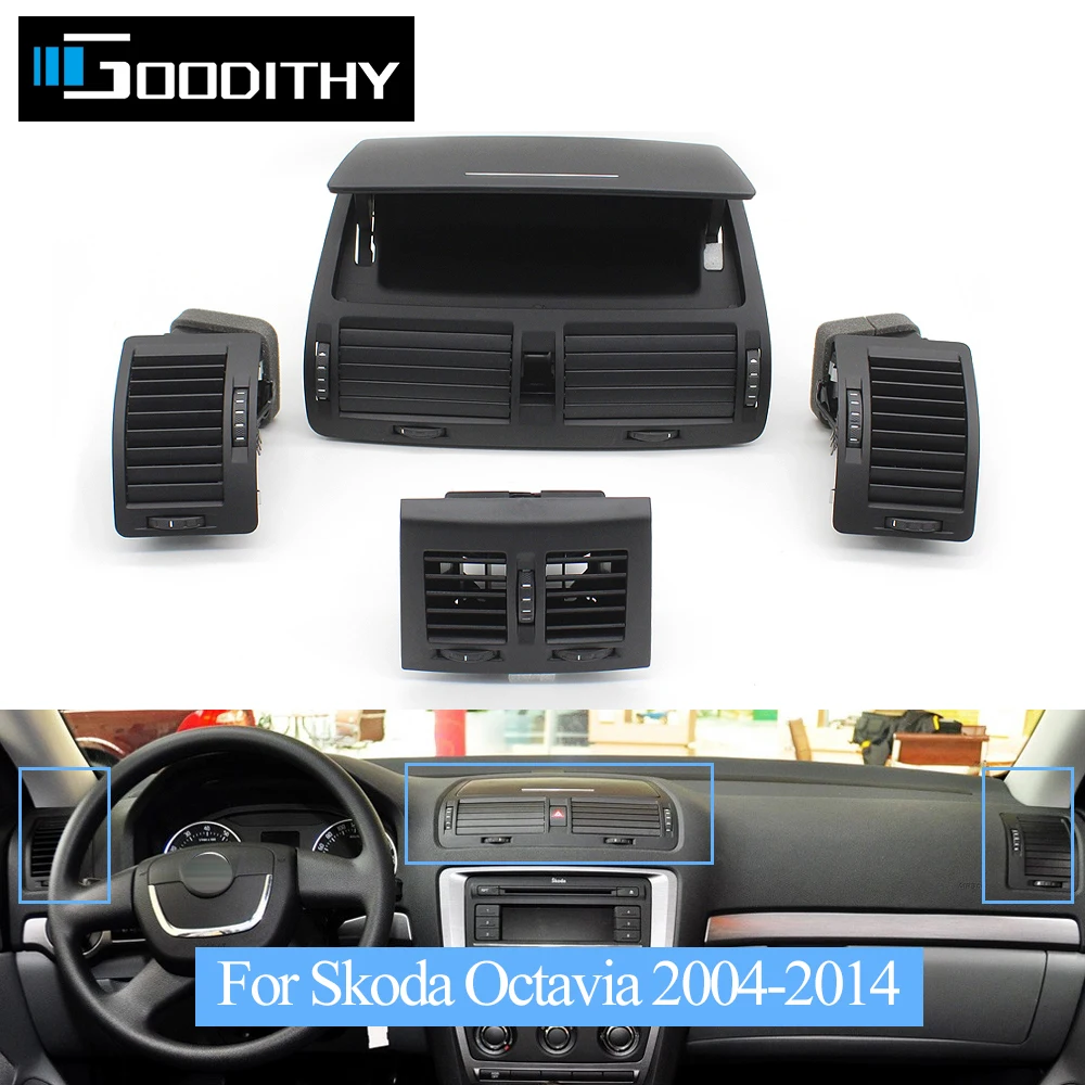 Front Rear Dashboard Air Conditioner AC Vent Grille Assembly For Skoda Octavia 2 A5 MK2 RS 2004-2014 1Z0820951B 1ZD819203