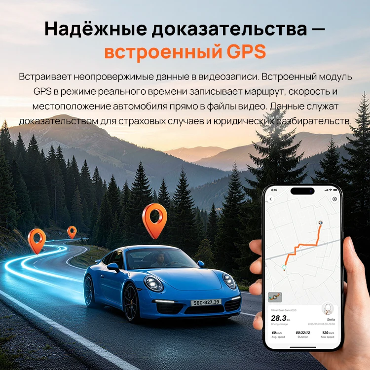 70Mai A210 1080P Hdr F1.6 Super Night Vision Dash Cam Built-In Gps Super Capacitor 24H Parking App Control