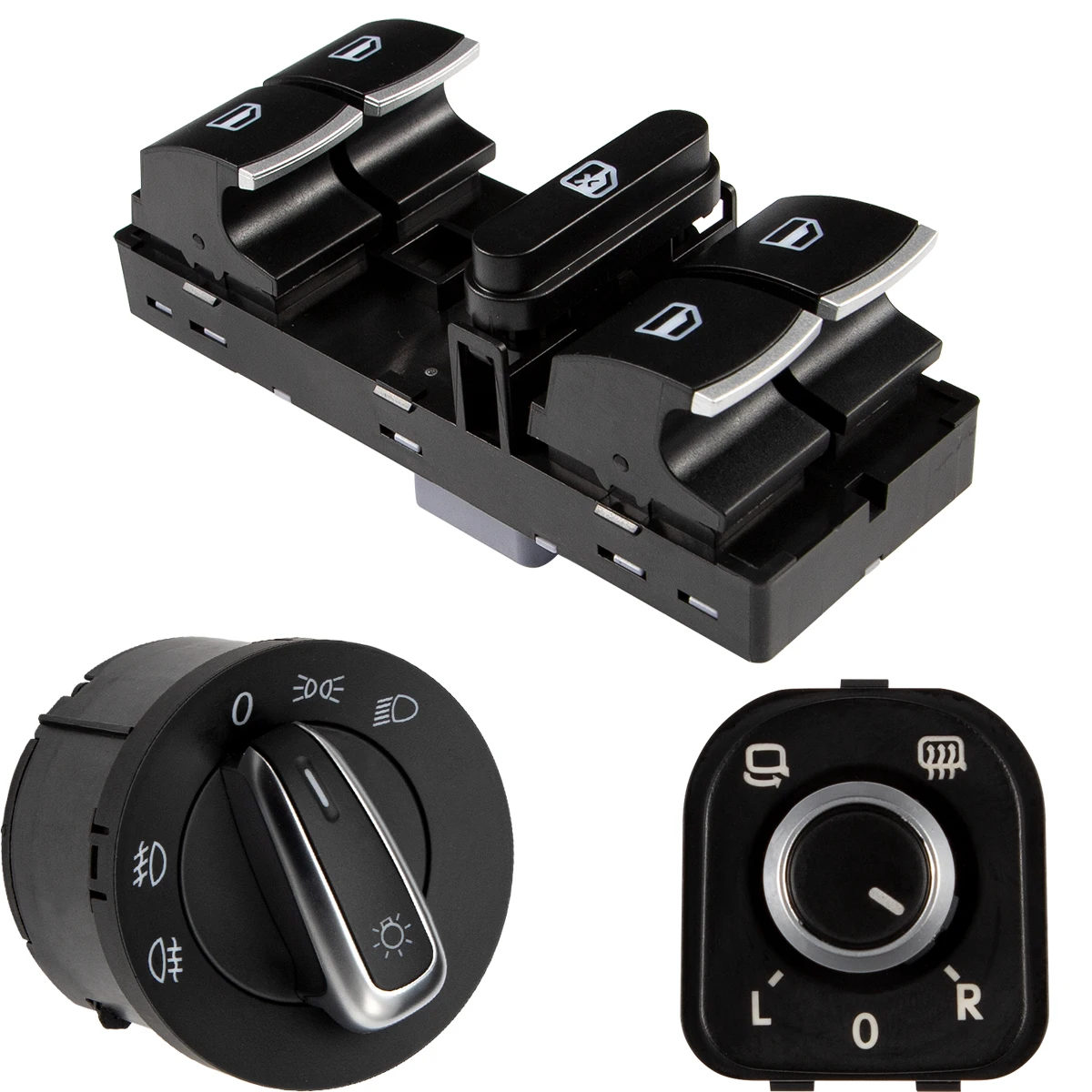 5ND959857 6 Pcs/Kit Chrome Auto Window Switch Headlight Switches Window Control Power Lift Switch For VW Golf GTI 5 6 Jetta 6
