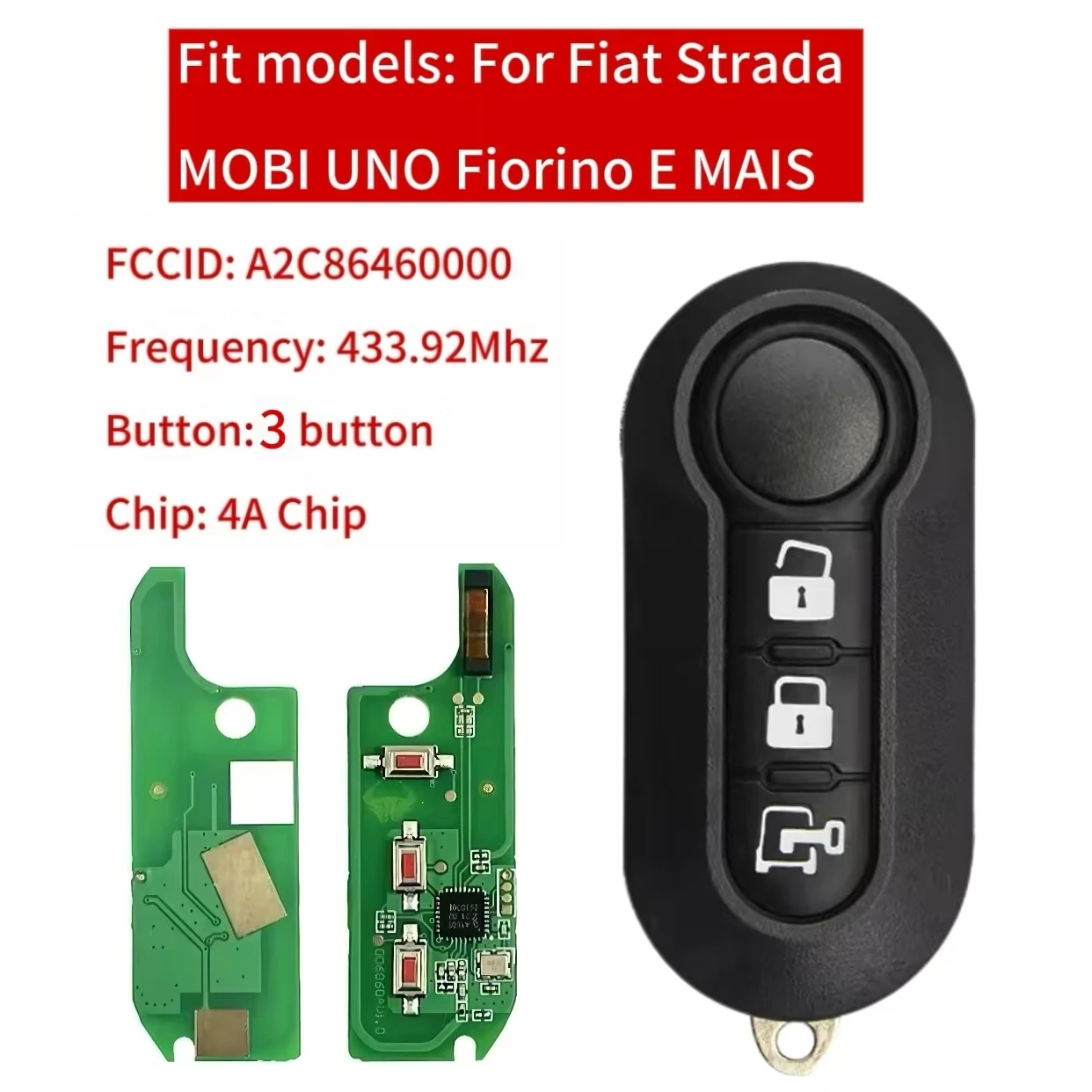 Jingxin 2/3Button Flip Remote Key HITAG AES 7945 4A Chip 433Mhz A2C86460000 Fob For Fiat Strada MOBI UNO Fiorino E MAIS Car Key