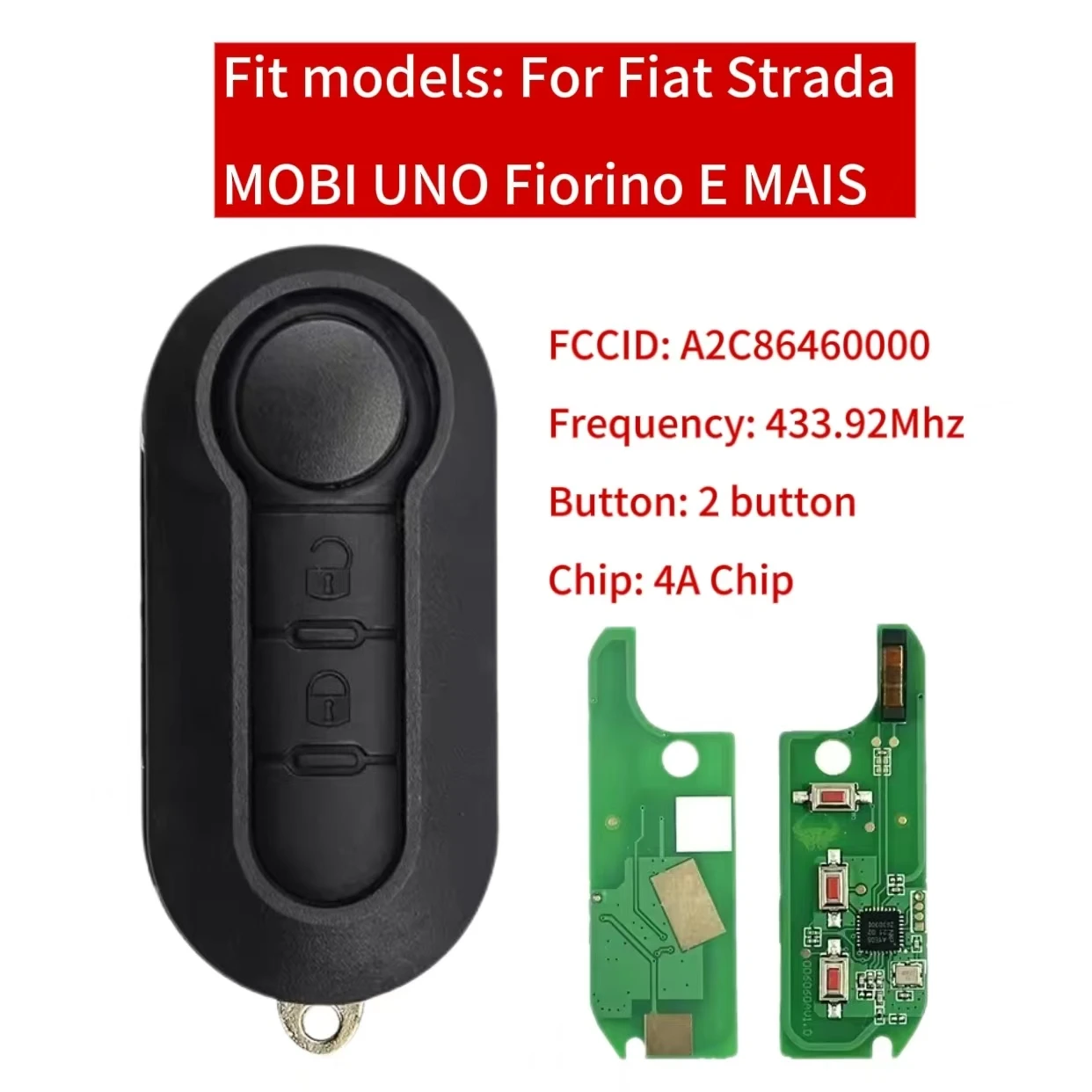 Jingxin 2/3Button Flip Remote Key HITAG AES 7945 4A Chip 433Mhz A2C86460000 Fob For Fiat Strada MOBI UNO Fiorino E MAIS Car Key