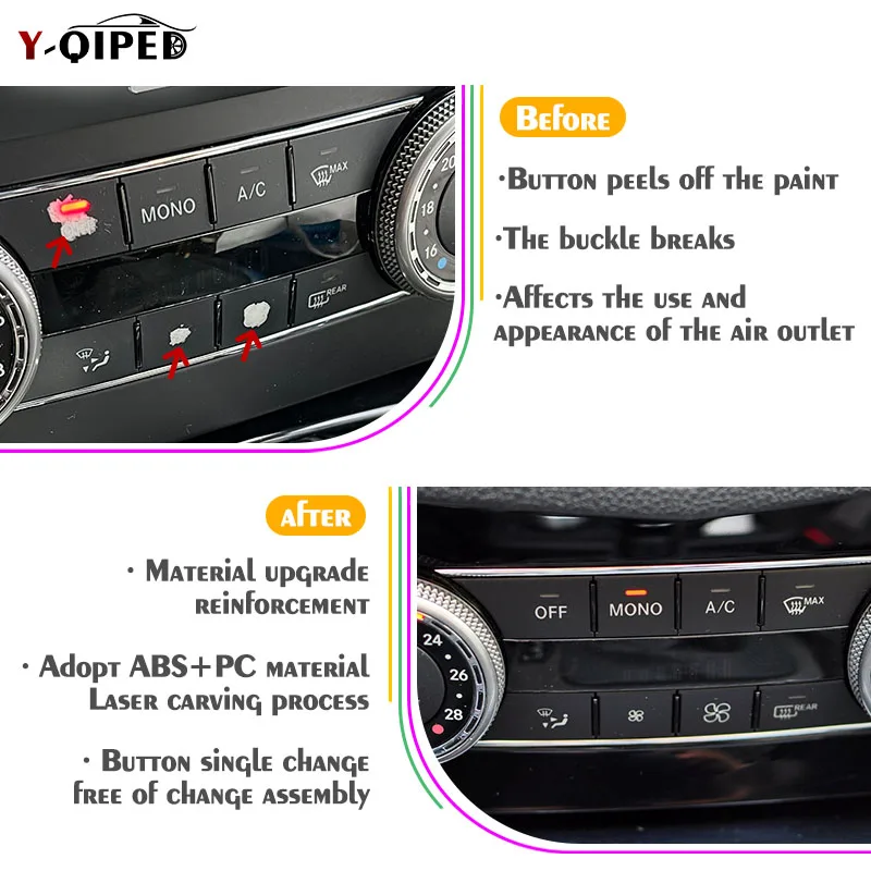 The Air Conditioning Window Radio Repair Button for Mercedes Benz C-Class GLK CLS ML GLE GLS Cap Replacement Accessory Tool W204