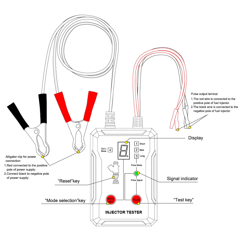 12V Upgraded Fuel Injector Tester & DIY Cleaning Tool, Test Two Injectors Simultaneously Power Drive Modefuel Injector Test