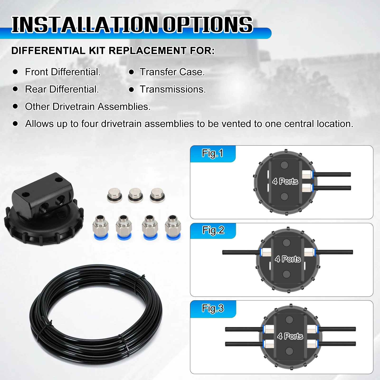 170112 Differential Breather Kit Fit For Most 4X4 & 4WD off-road vehicles Differential Axle Breather Replaces