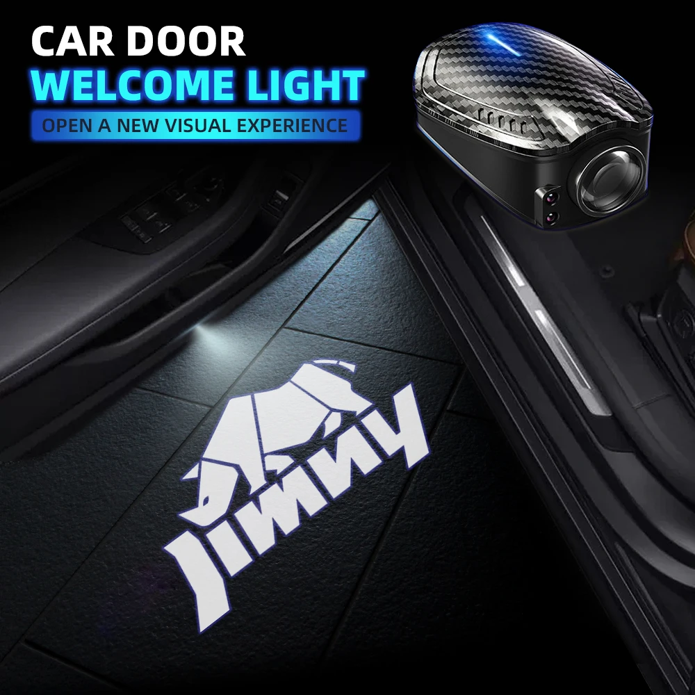 2pcs USB Rechargeable Rhinoceros Rhino Jimny Logo Car Door LED Lamps Projector Courtesy Welcome Lights For Suzuki 4X4 off-Road