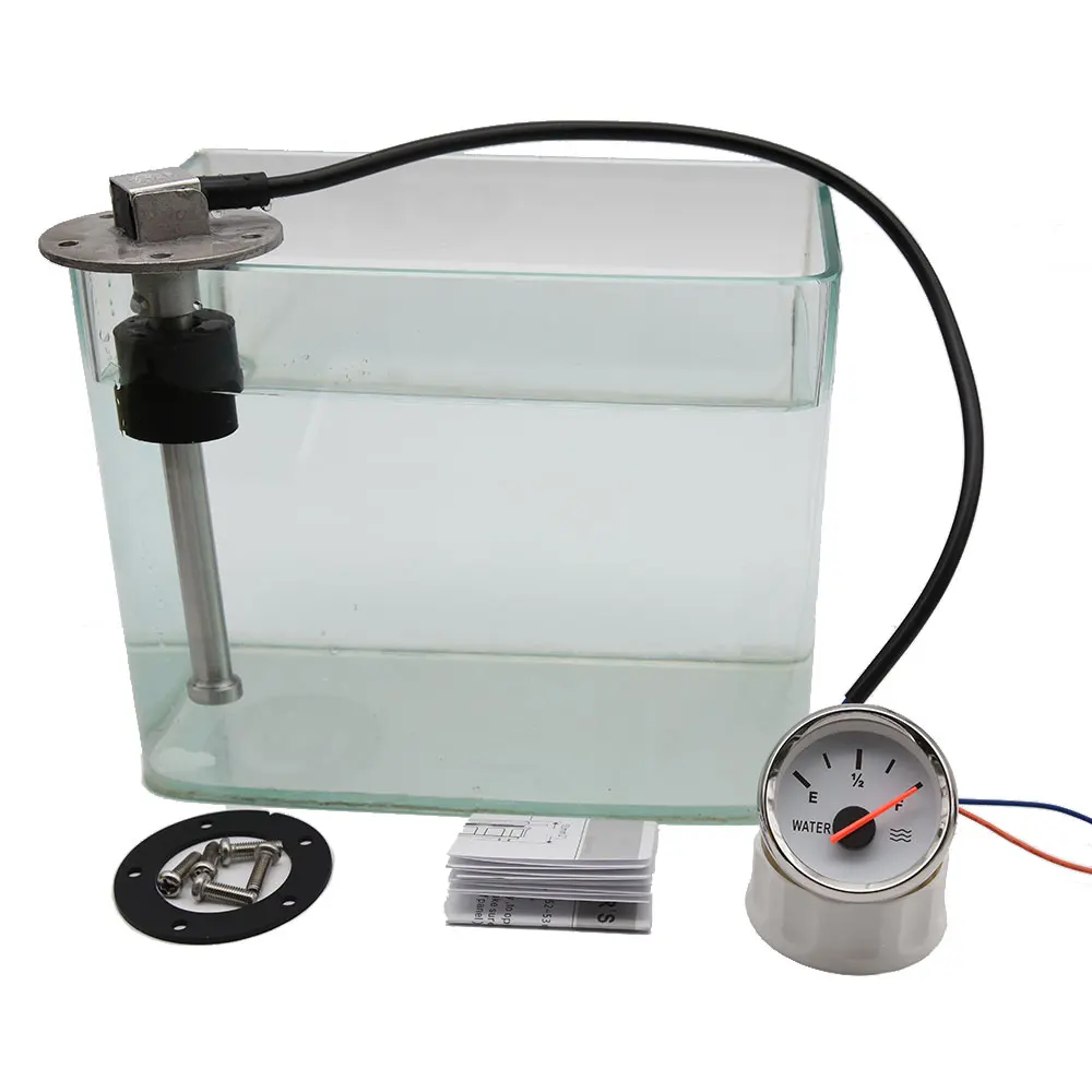 100-500mm Stainless Steel Marine Water Level Gauge Sensor Fit Boat Car Water Level Gauge Meter 0-190ohm with Red Backlight 9-32V
