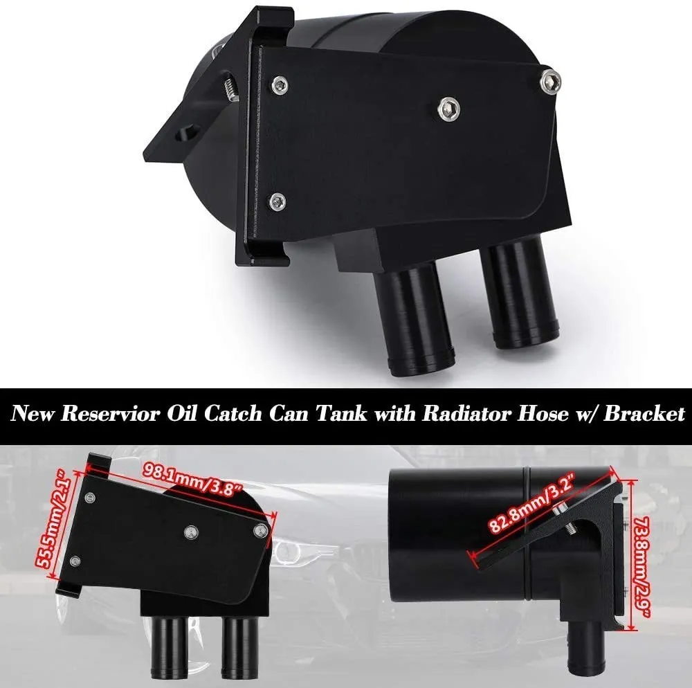 Black Reservior Oil Catch Can Reservoir Tank Kit with Silicone Radiator Hose for BMW N20 / N26 OCC-1032-BK
