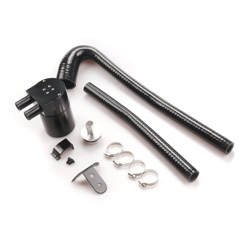 Black Reservior Oil Catch Can Reservoir Tank Kit with Silicone Radiator Hose for BMW N20 / N26 OCC-1032-BK