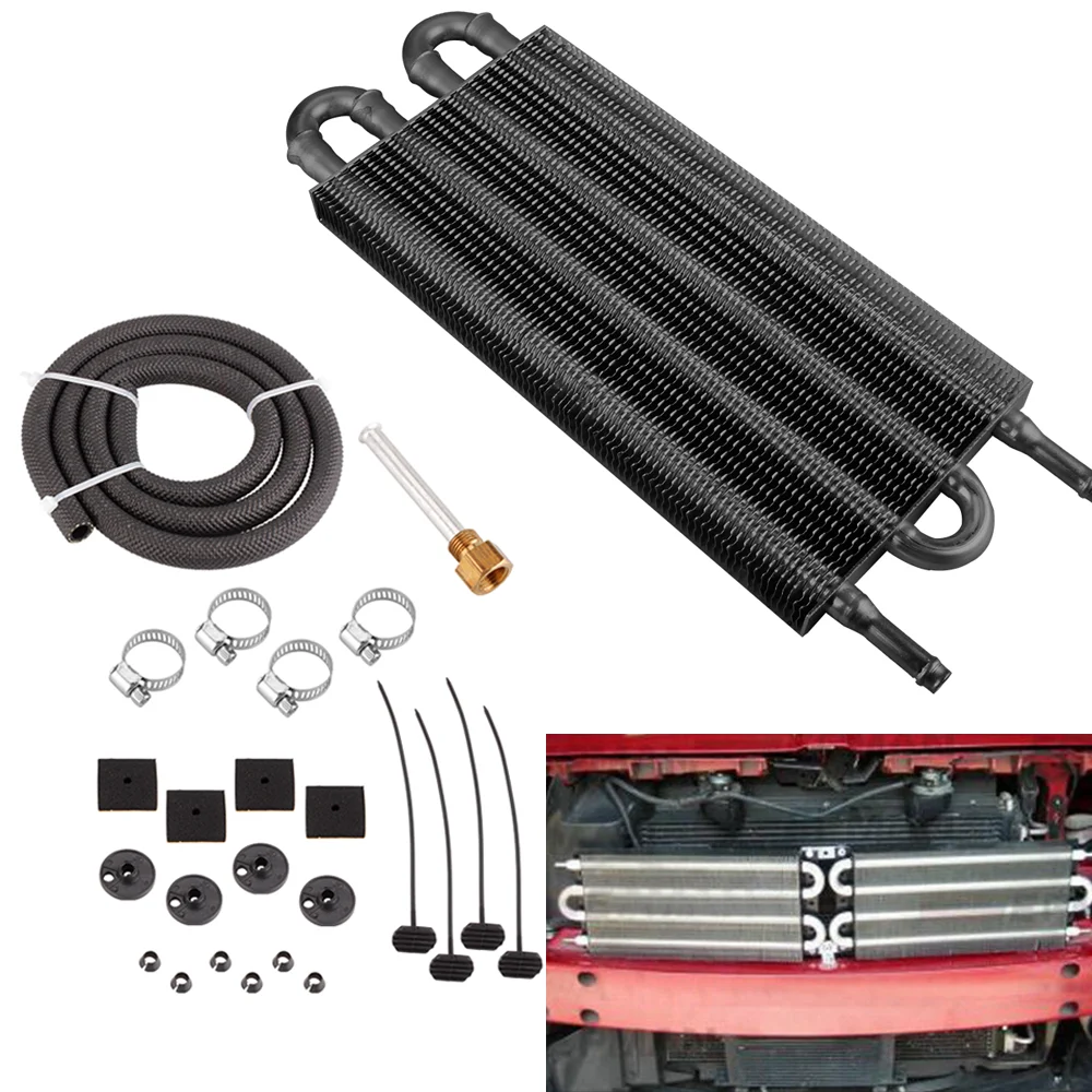 RASTP-4/6/8 Row Oil Cooler Kit Radiator Aluminum Car Transmission Plate & Fin Oil Cooler Auto-Manual Radiator Converter OSA014