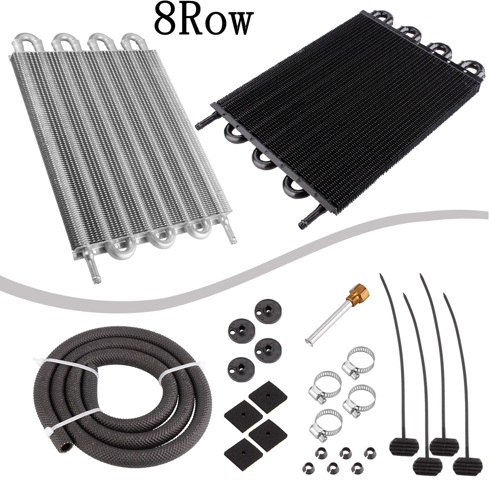 RASTP-4/6/8 Row Oil Cooler Kit Radiator Aluminum Car Transmission Plate & Fin Oil Cooler Auto-Manual Radiator Converter OSA014