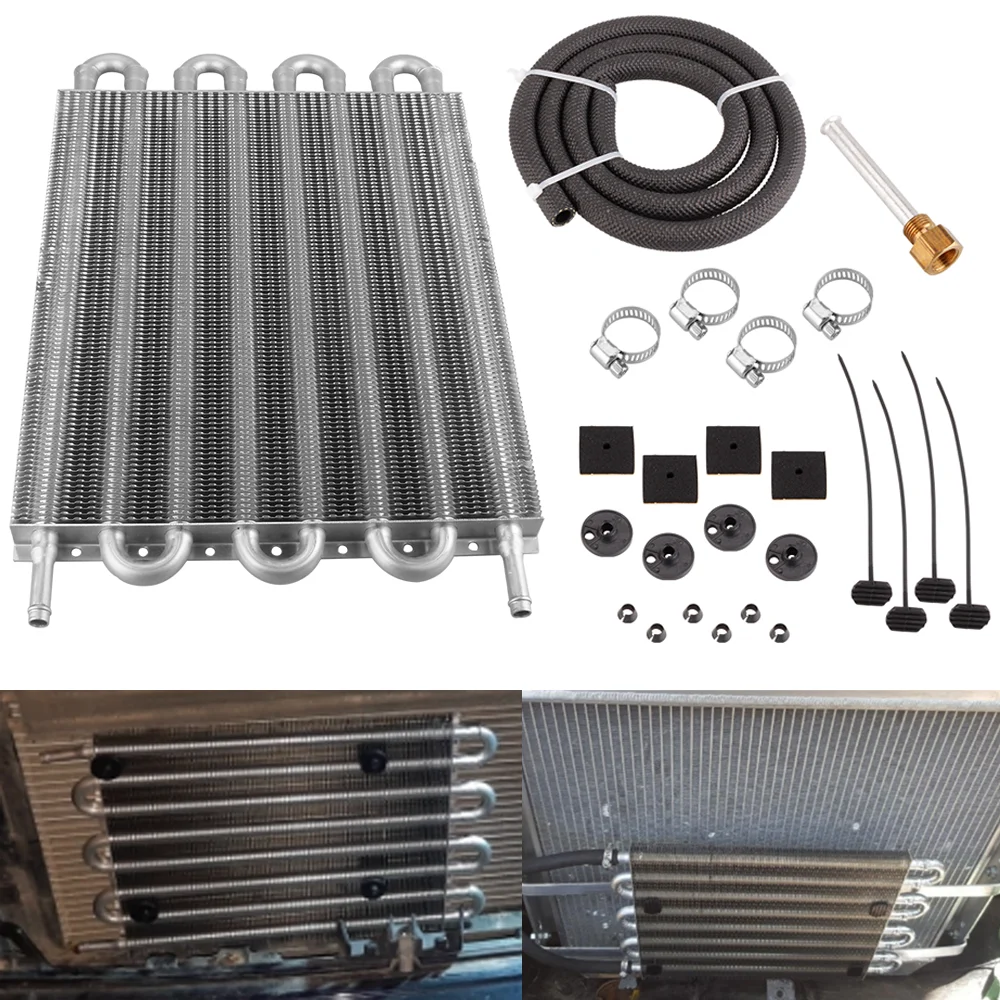 RASTP-4/6/8 Row Oil Cooler Kit Radiator Aluminum Car Transmission Plate & Fin Oil Cooler Auto-Manual Radiator Converter OSA014