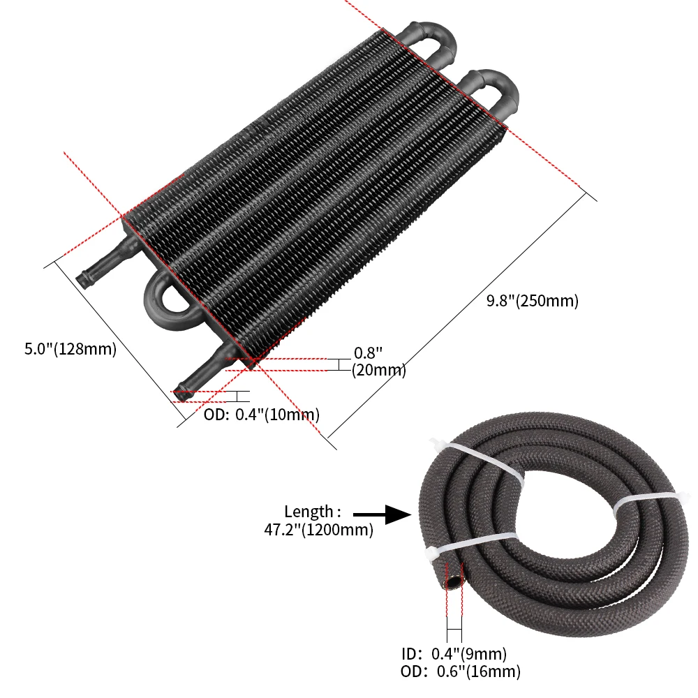 RASTP-4/6/8 Row Oil Cooler Kit Radiator Aluminum Car Transmission Plate & Fin Oil Cooler Auto-Manual Radiator Converter OSA014