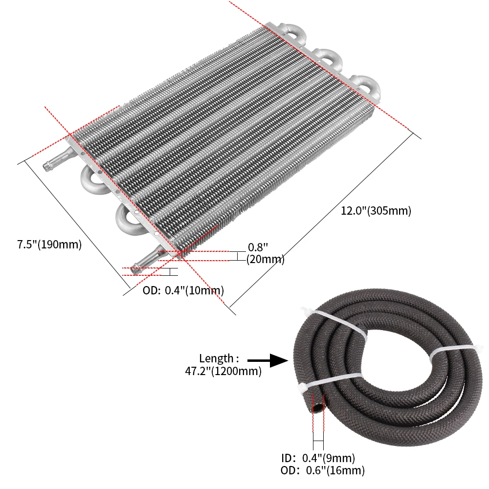 RASTP-4/6/8 Row Oil Cooler Kit Radiator Aluminum Car Transmission Plate & Fin Oil Cooler Auto-Manual Radiator Converter OSA014