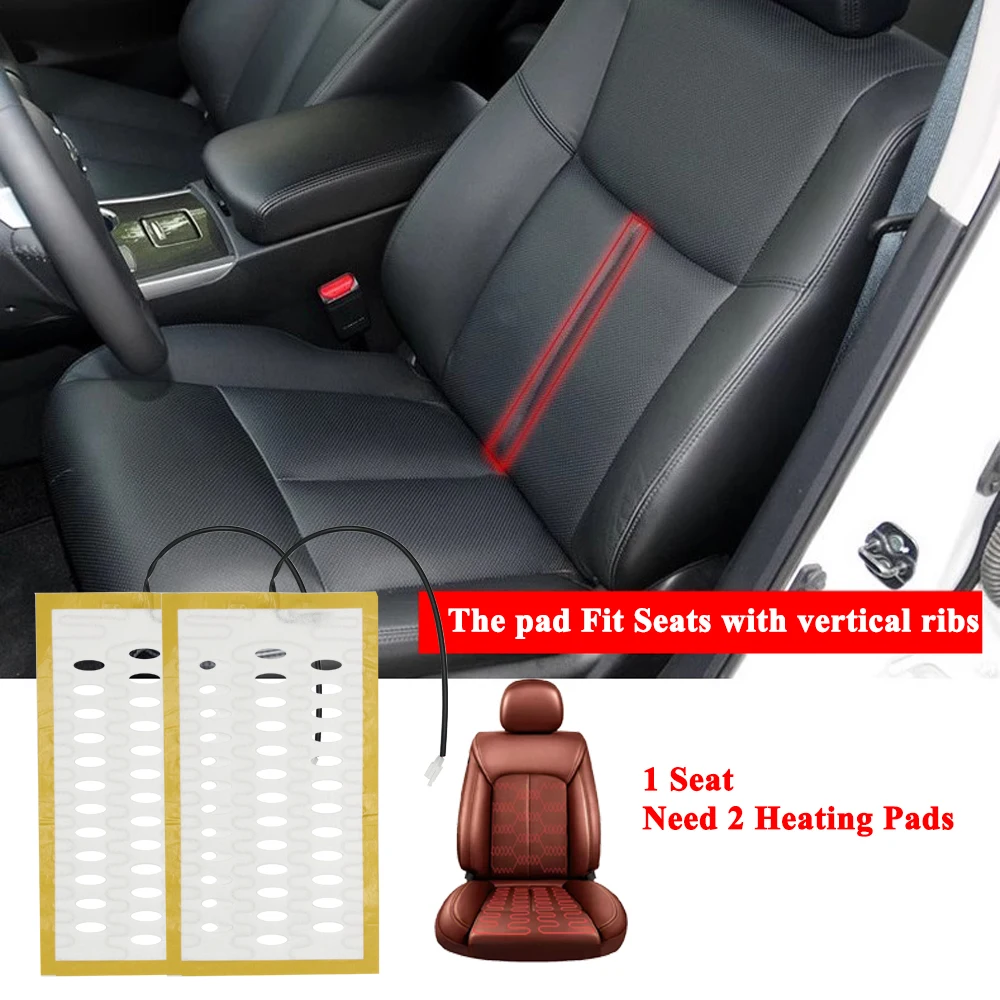 Universal Built-in Car Seat Heater Kit Fit 1 Seat 12V Alloy Wire Fast Heating Pads HI/LO 2-Level Round Switch Control System