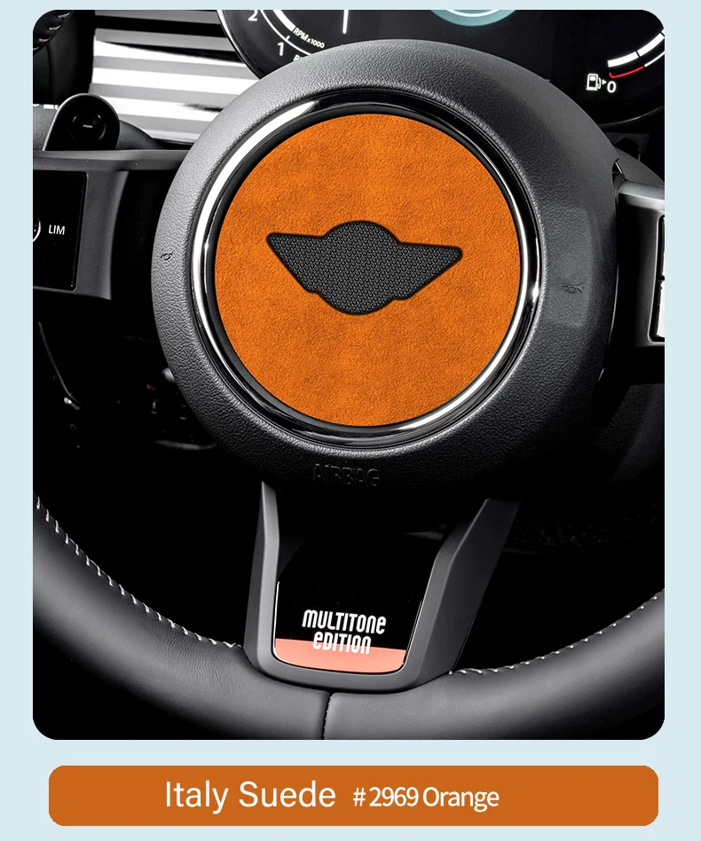 Super Suede For Mini Cooper F54 F55 F56 F57 F60 R55 R56 R57 R58 R59 R60 R61 Flannel Car Steering Wheel Center Cover Trim Sticker