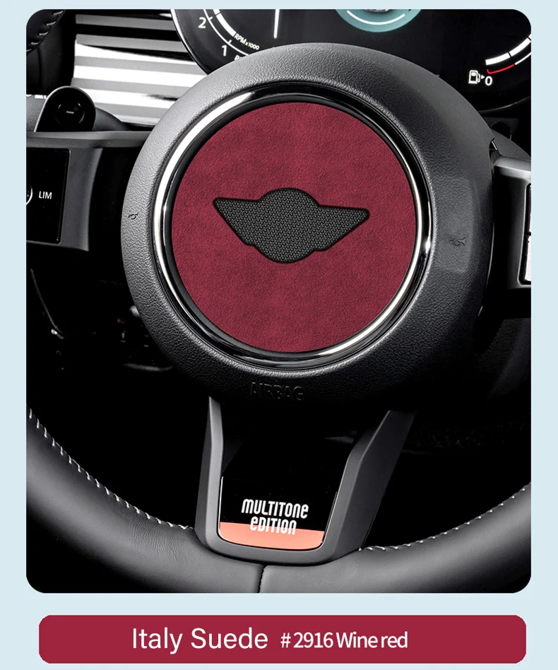 Super Suede For Mini Cooper F54 F55 F56 F57 F60 R55 R56 R57 R58 R59 R60 R61 Flannel Car Steering Wheel Center Cover Trim Sticker