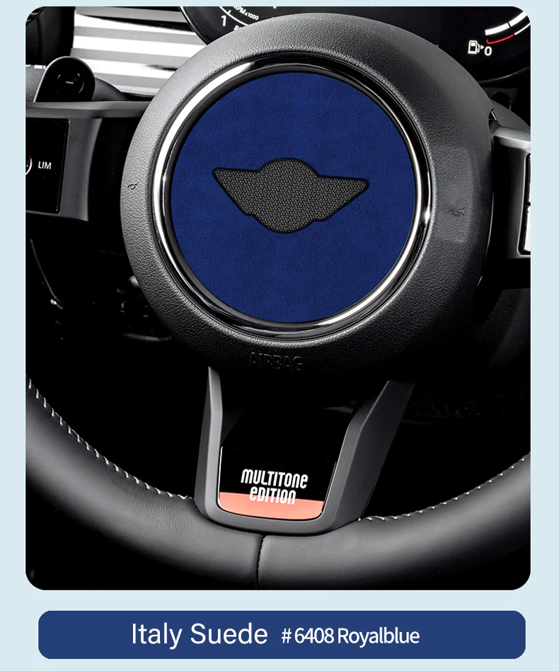 Super Suede For Mini Cooper F54 F55 F56 F57 F60 R55 R56 R57 R58 R59 R60 R61 Flannel Car Steering Wheel Center Cover Trim Sticker