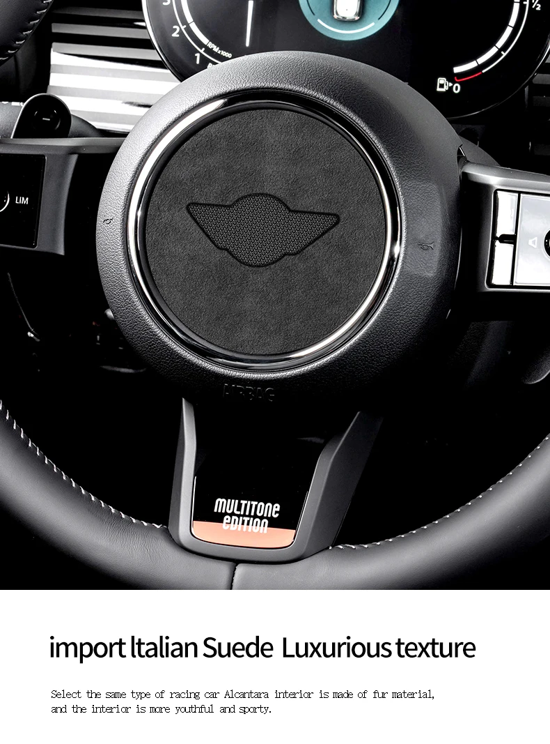 Super Suede For Mini Cooper F54 F55 F56 F57 F60 R55 R56 R57 R58 R59 R60 R61 Flannel Car Steering Wheel Center Cover Trim Sticker