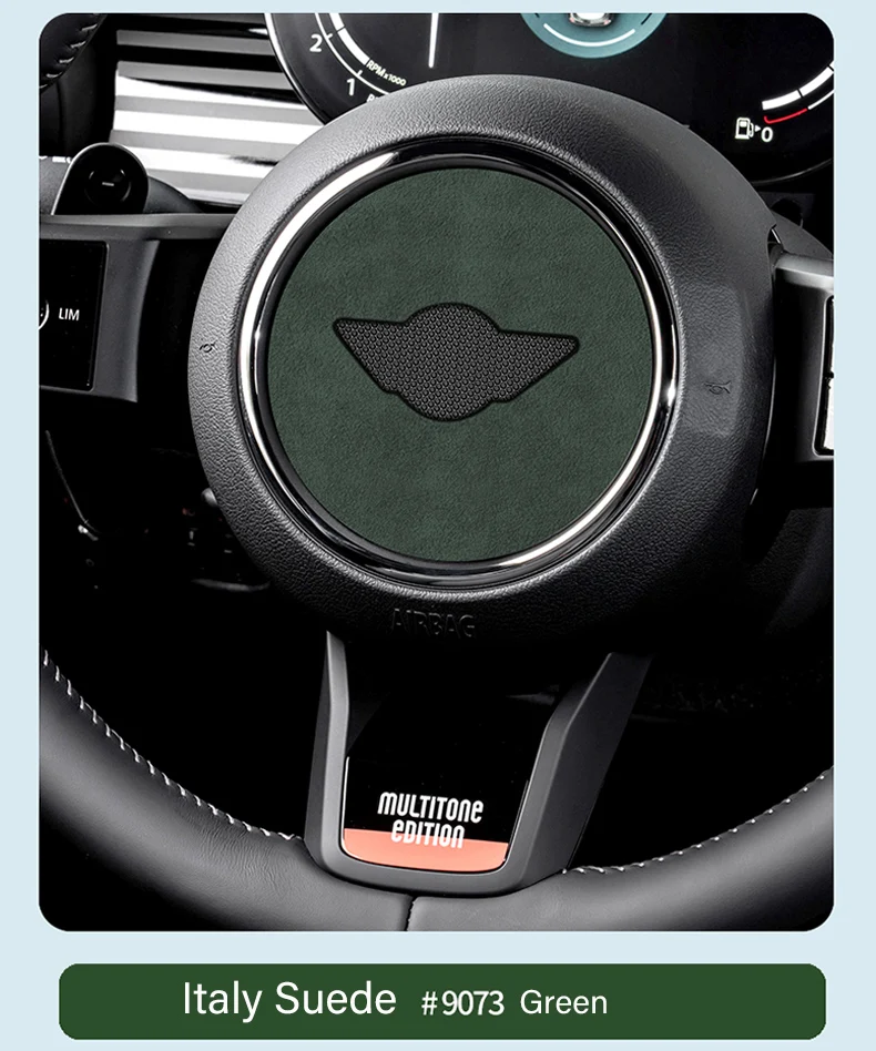 Super Suede For Mini Cooper F54 F55 F56 F57 F60 R55 R56 R57 R58 R59 R60 R61 Flannel Car Steering Wheel Center Cover Trim Sticker