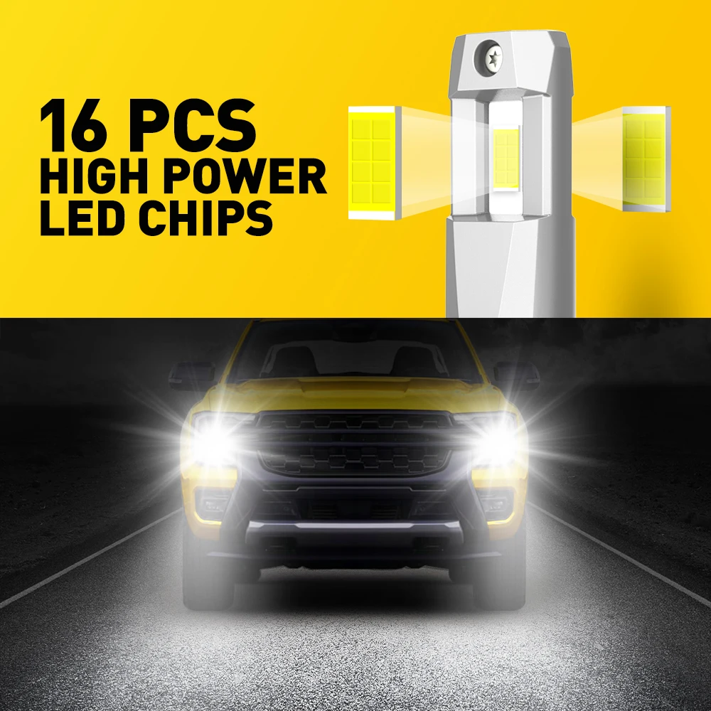 2Pcs AUXITO M3S H8 H11 LED Headlight Bulb Canbus Super Bright with 16-CSP Chips Hb3 9005 LED Lights for Car 20000LM 80W 2024 NEW