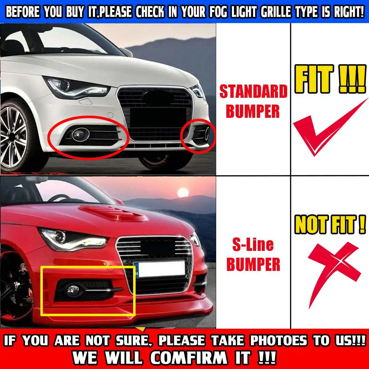 Car Front Bumper Fog Lamp Grille For AUDI A1 8X 2010 2011 2012 2013 2014 1pair Honeycomb Mesh Fog Light Grill Cover