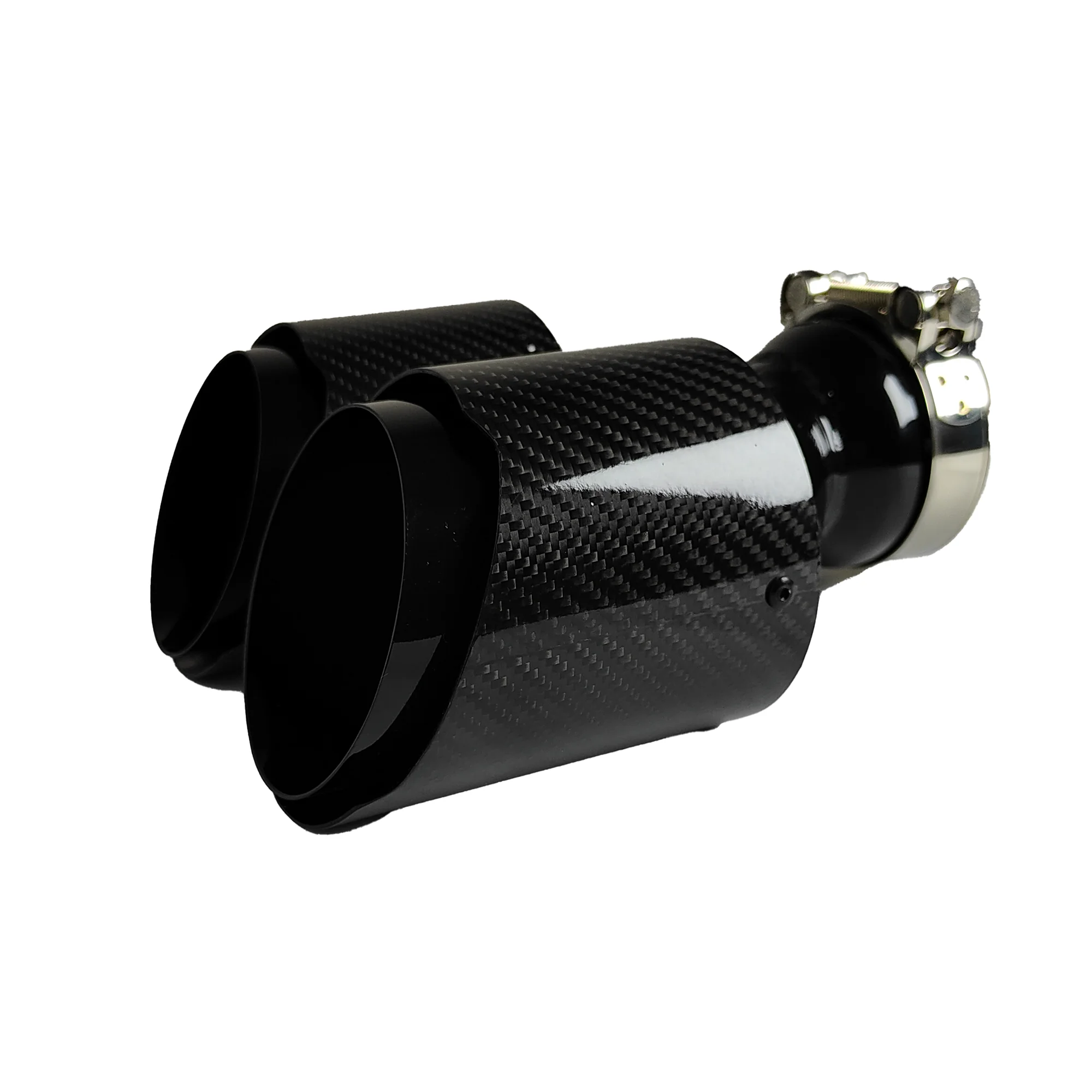 1 Pcs Universal Car Carbon Fibre Tail Throat Same Length Black Y-Shaped Double Out Twill Glossy Exhaust Muffler Tip