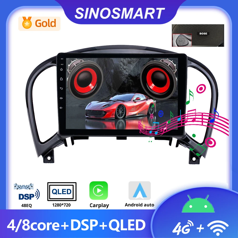 SINOSMART Android GPS for Juke F15 2010–2019 with OEM 7" High Version Screen | Support BOSE Rockford 360 Cam CarPlay AndroidAut