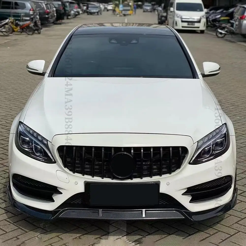 GT Style Front Bumper Grille Grill For Mercedes Benz C W205 C205 Coupe S205 C43 2014-2021 like C180 C200 C250 C300 C260 Tuning