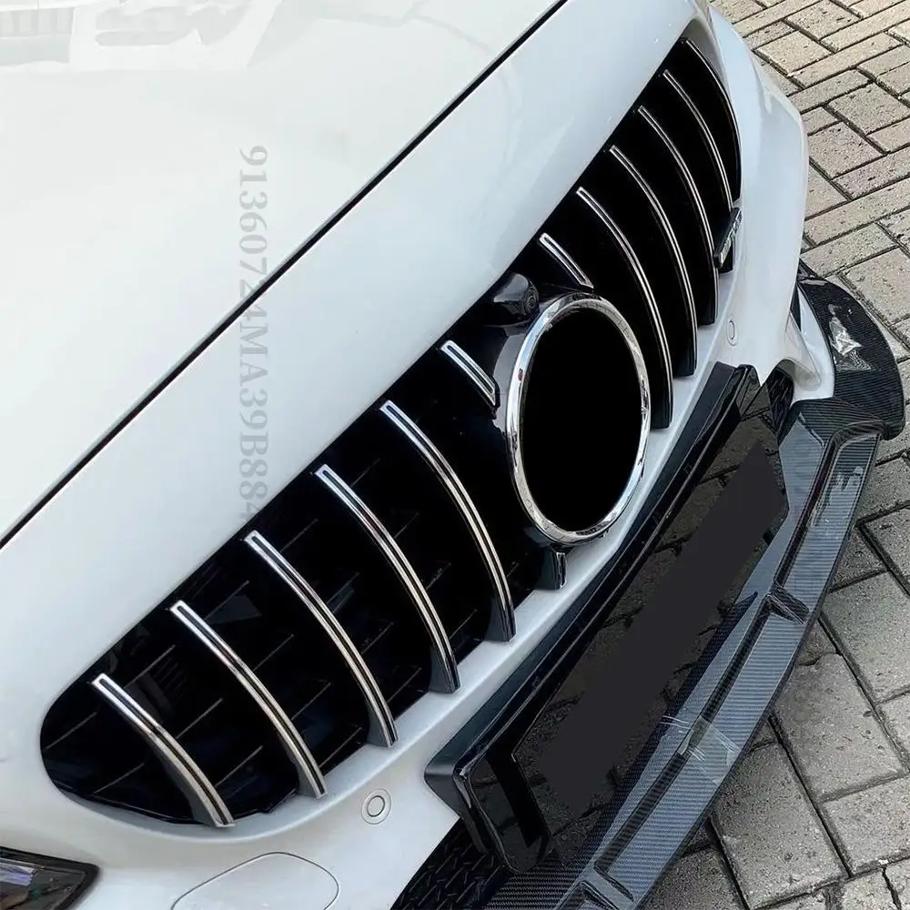 GT Style Front Bumper Grille Grill For Mercedes Benz C W205 C205 Coupe S205 C43 2014-2021 like C180 C200 C250 C300 C260 Tuning