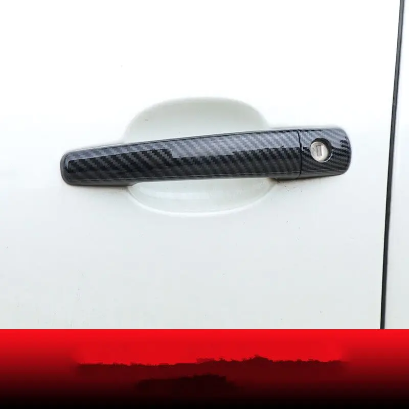 For Peugeot 208 2012-2019 Black Carbon Fiber Chrome Car Door Handle Cover Trim Sticker Styling Auto Accessories