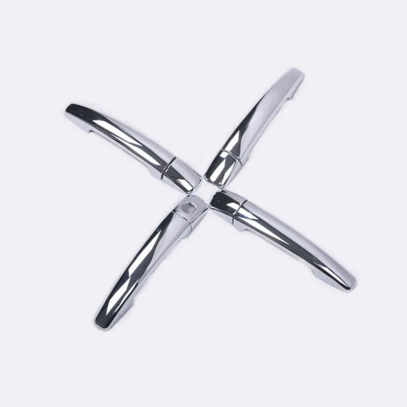 For Peugeot 208 2012-2019 Black Carbon Fiber Chrome Car Door Handle Cover Trim Sticker Styling Auto Accessories