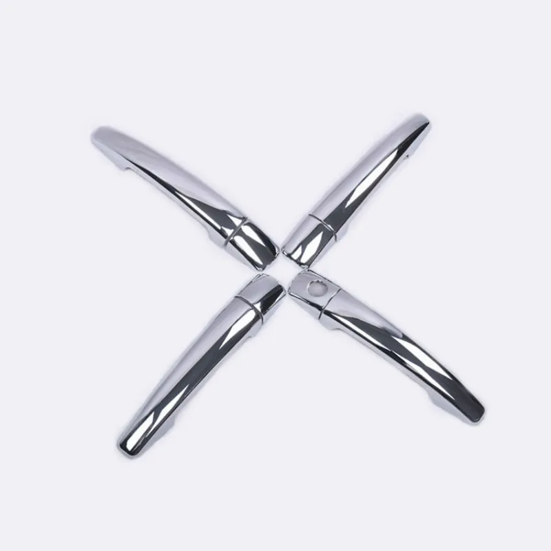For Peugeot 208 2012-2019 Black Carbon Fiber Chrome Car Door Handle Cover Trim Sticker Styling Auto Accessories
