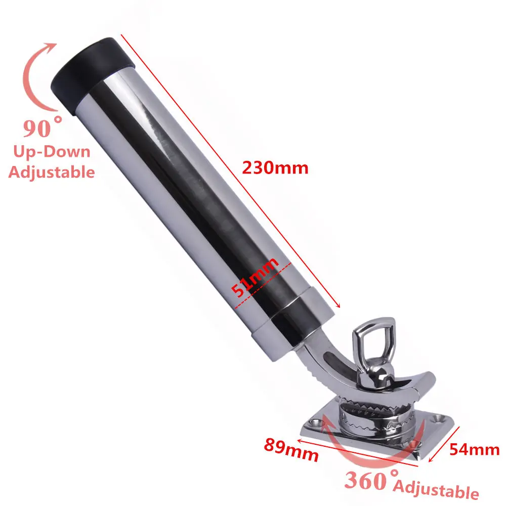 316 Stainless Steel Fishing Rod Holder, Deck Mount, Adjustable Yacht Rod Pod, Boat Accessories