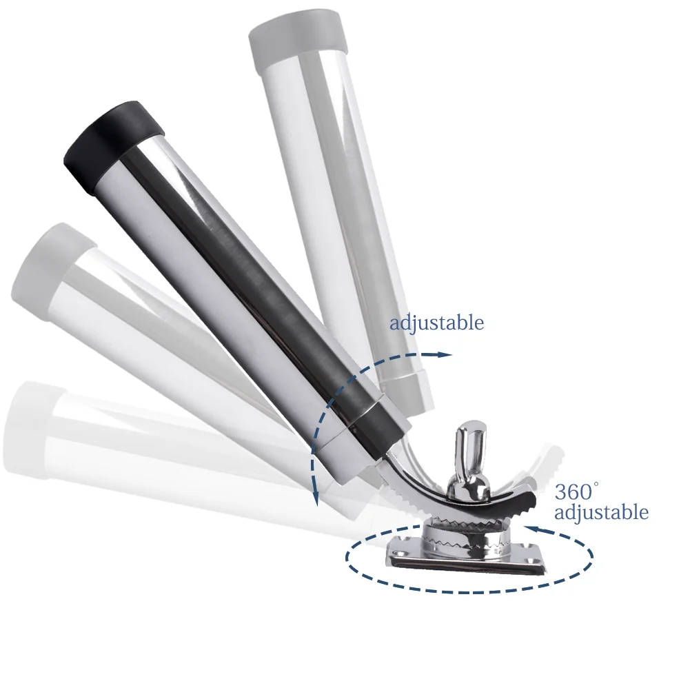 316 Stainless Steel Fishing Rod Holder, Deck Mount, Adjustable Yacht Rod Pod, Boat Accessories