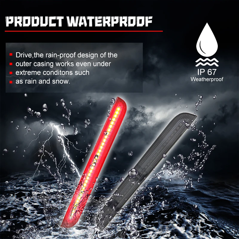 2PCS Smoked / Red Lens Red LED Car Rear Bumper Reflector Tail/Brake Lights Rear Fog Lights For Dodge Challenger 2015-2022 12V