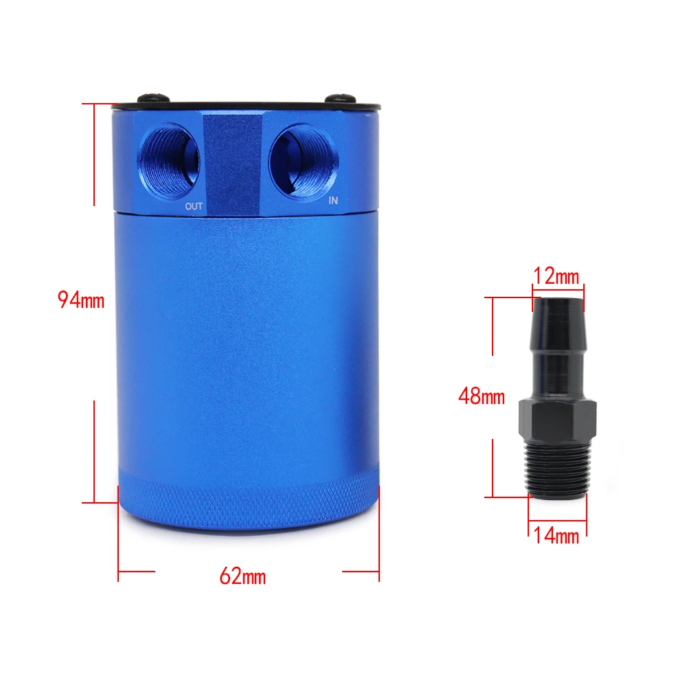 Universal 300ml Oil Catch Can Compact Baffled 2-Port Aluminum Reservoir Oil Catch Tank Fuel Tank Two Hole Breathable Kettle