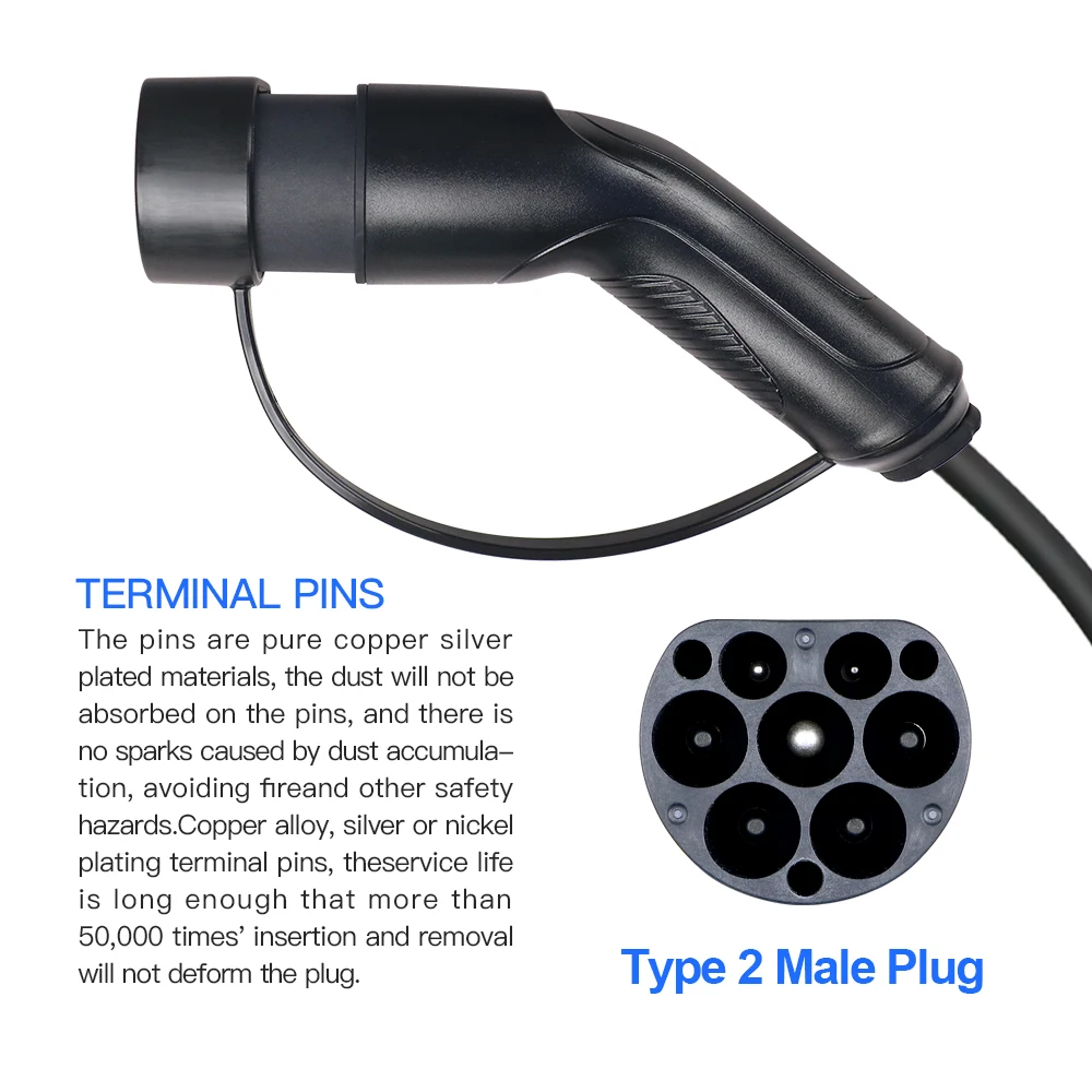 3.6KW 7.2 11 22KW Male Type 2 EVSE Female Gun EV Charger Car Plug IEC 62196 Convertor 16A 32A Electric Vehicle Charging Station