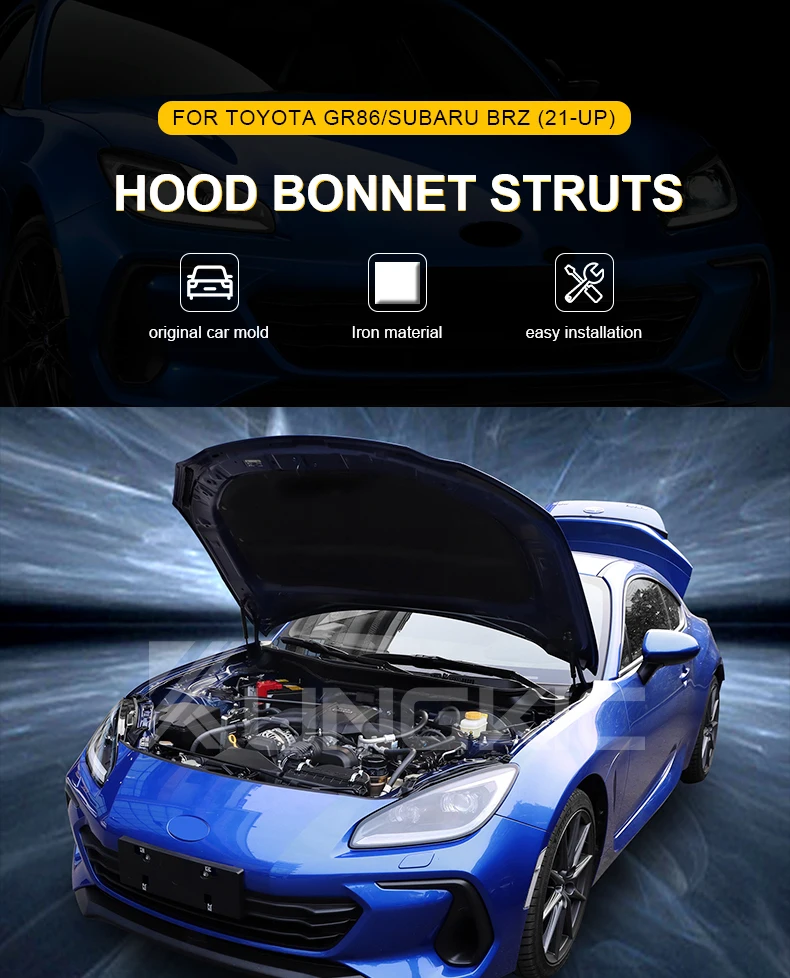 Hood Dampers For Subaru BRZ ZD8 Toyota GR86 ZN8 2021 2022 2023 2024 2025 Front Bonnet Gas Struts Lift Supports Rod Arms Shock