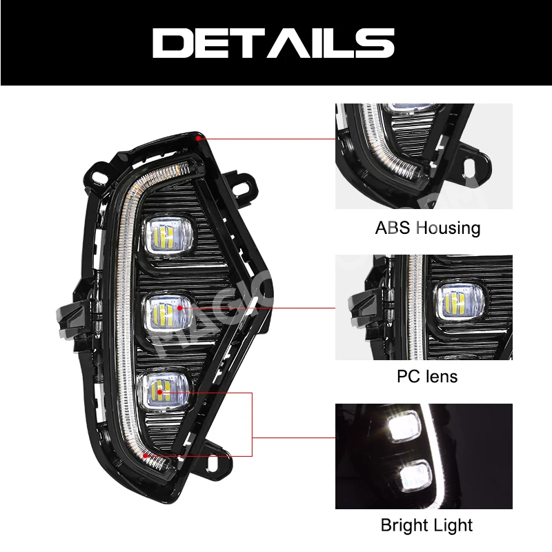 Daytime Running Lamp DRL Led Lights Fog Toyota RAV4 2019 2020 2021 Turn Signal DayLight Accessories