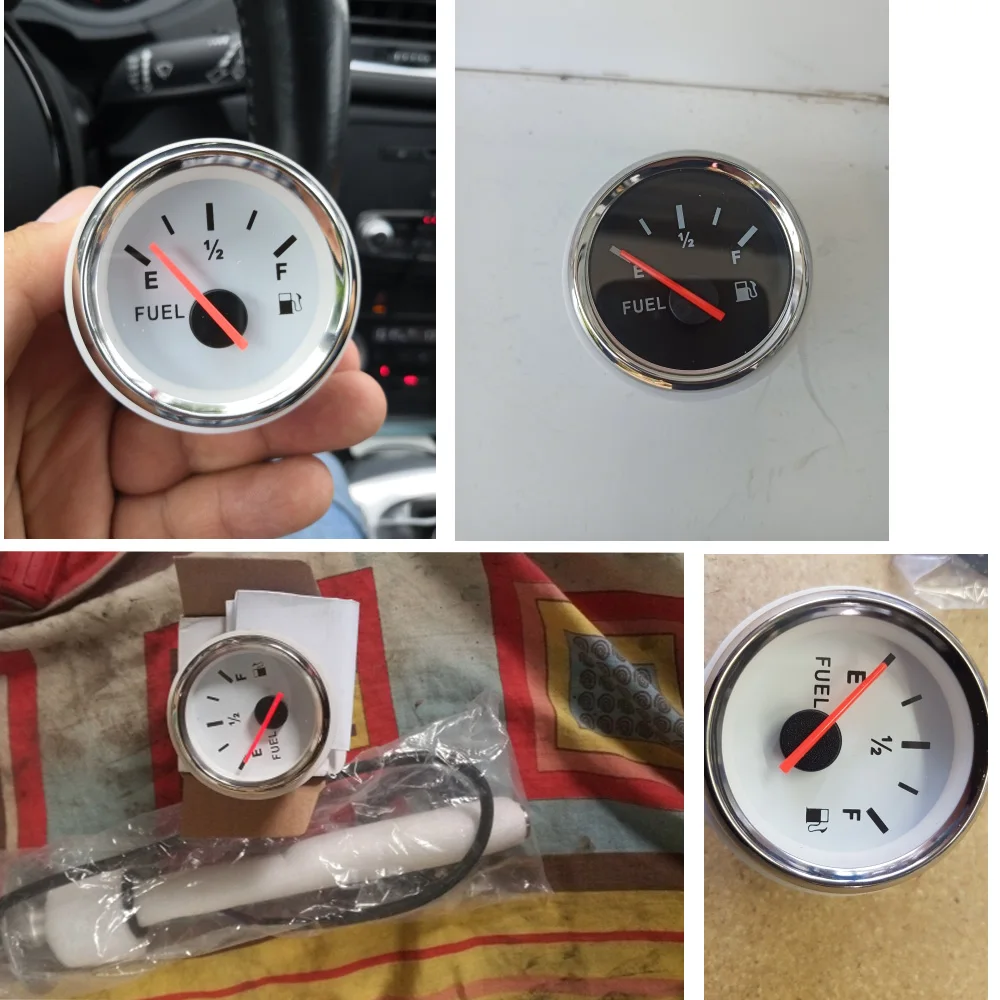 100-500mm Stainless Steel Marine Fuel Level Gauge Sensor Fit Boat Car Fuel Level Gauge Meter 0-190 ohm with Red Backlight 9-32V
