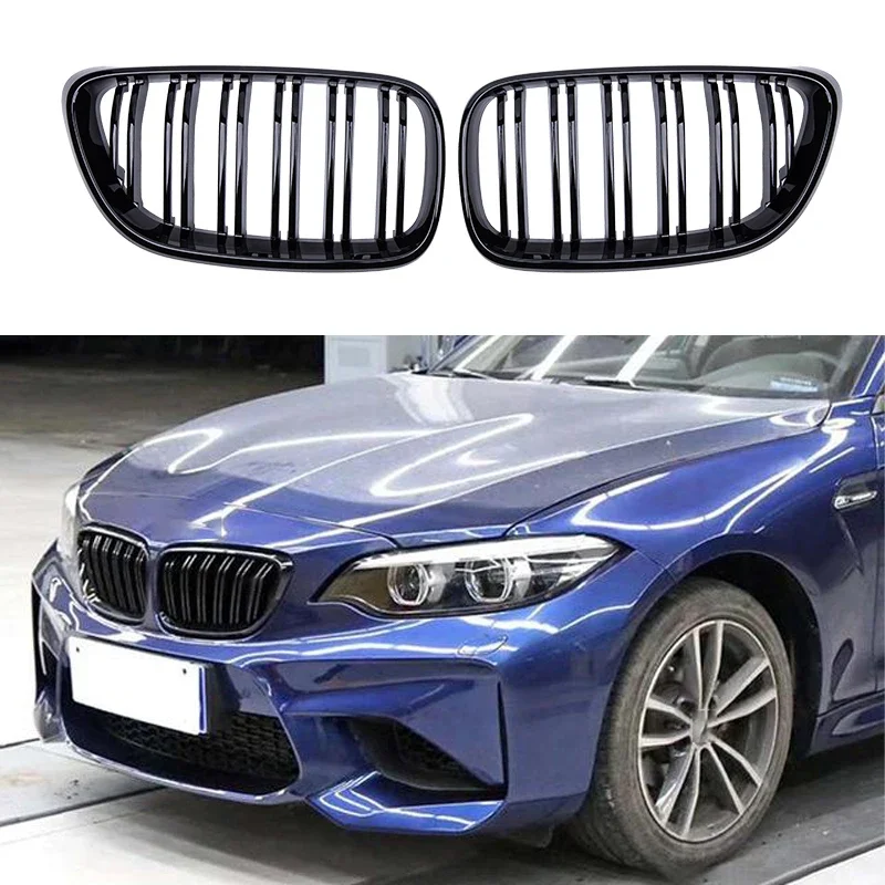 For BMW 2 Series F22 F23 F87 M2 Gloss Black Car Front Bumper Kidney Grill Grilles Car Styling Racing Grills Accessory 2014-2018