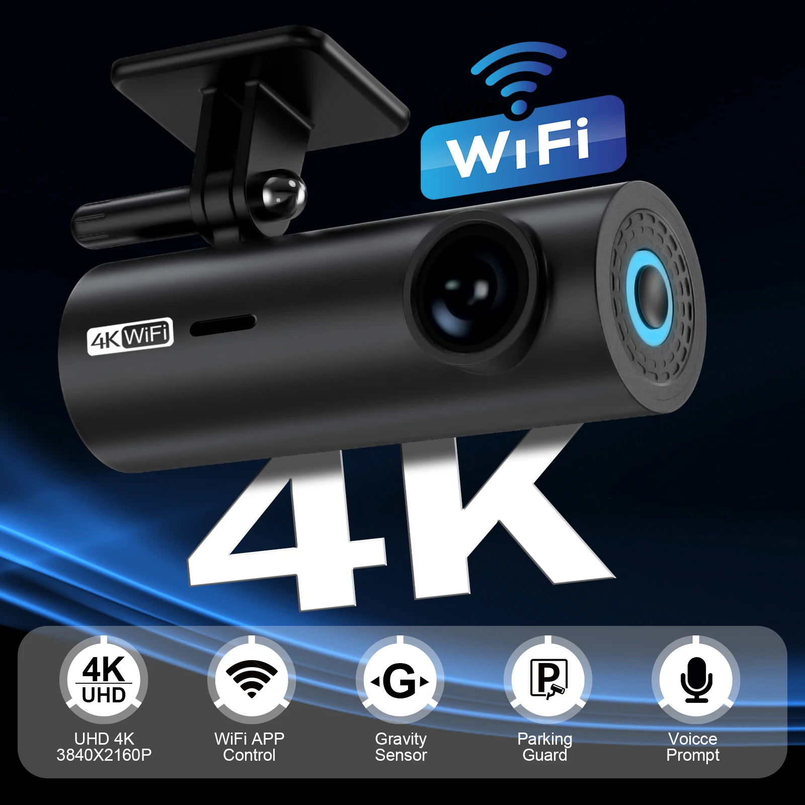 3840*2160P Car Dvr Dashcam 4K Dash Cam For Cars Drive Video Recorder Front Camera WiFi For Vehicle Supplies 24h Parking Night V