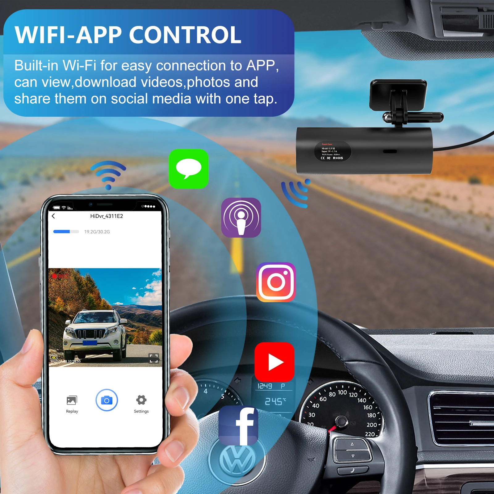 3840*2160P Car Dvr Dashcam 4K Dash Cam For Cars Drive Video Recorder Front Camera WiFi For Vehicle Supplies 24h Parking Night V
