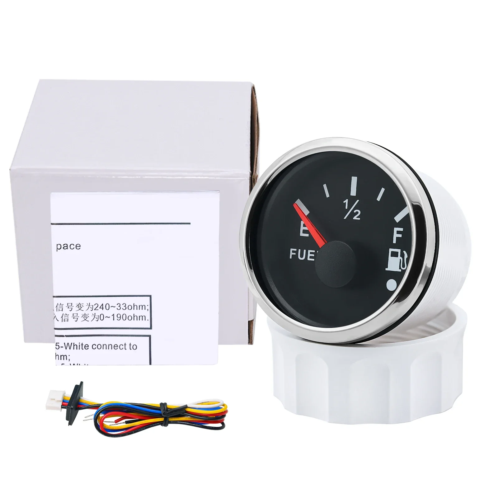 Waterproof 52mm Fuel Level Gauge with Flash Alarm+Oil Float Sensor 0-190 OHM Fuel Tank Meter 7Color LED for Car Yacht 12V Custom