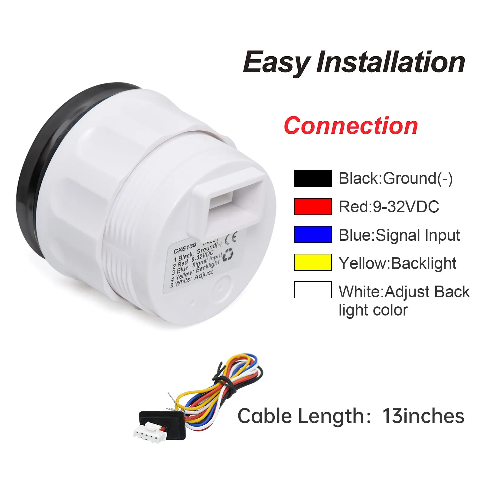 Waterproof 52mm Fuel Level Gauge with Flash Alarm+Oil Float Sensor 0-190 OHM Fuel Tank Meter 7Color LED for Car Yacht 12V Custom