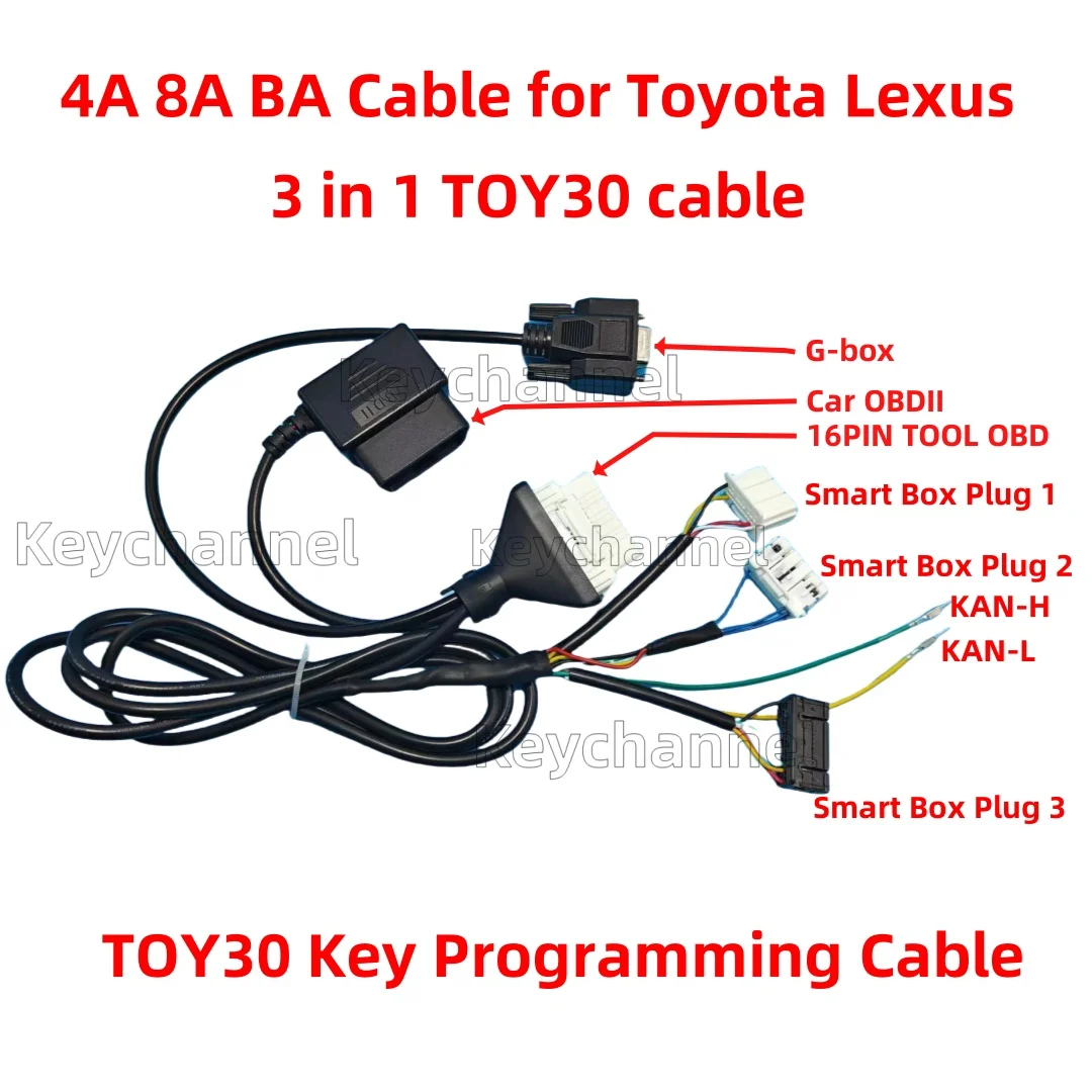 Toy30 Cable 4A 8A BA Smart Key Program Cable 16pin OBD Cable for Autel OBDSTAR K518 Xhorse Key Tool Plus for All Toyota Lexus